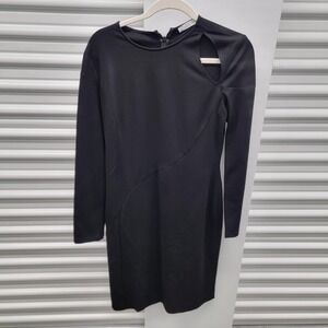 Versace Collection Dress Womens EU 46 Black Cutout Shoulder Bodycon Sheath LBD